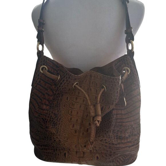 Brahmin Authentic Hobo Handbag - Leather Drawstring Closure - EUC - Brown - Picture 4 of 15